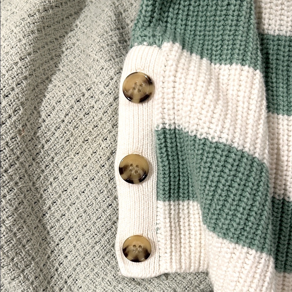 MARLED Green and‎ Cream Striped Sweater - Picture 5 of 9